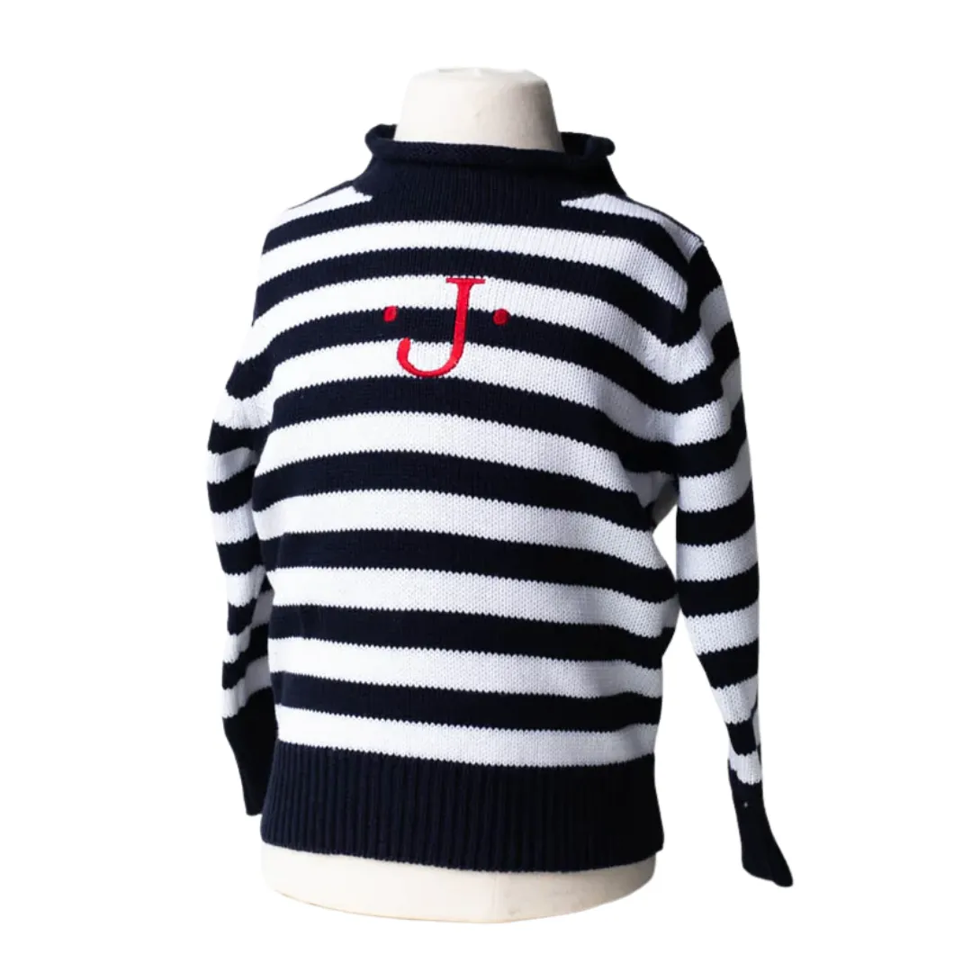 Striped Jersey Roll Neck Sweater