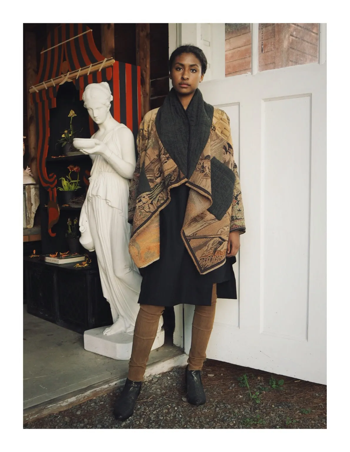 tapestry and embroidery cocoon coat