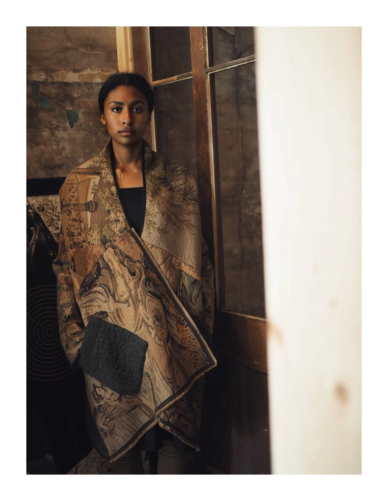 tapestry and embroidery cocoon coat