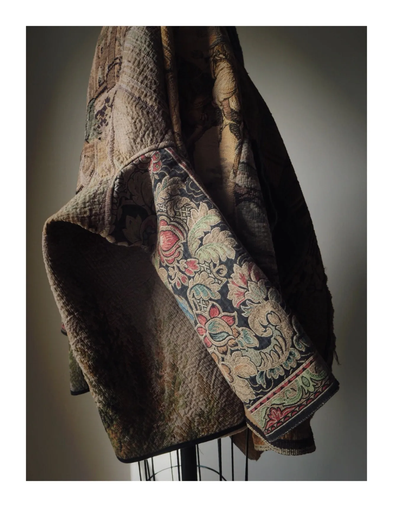 tapestry and embroidery cocoon coat