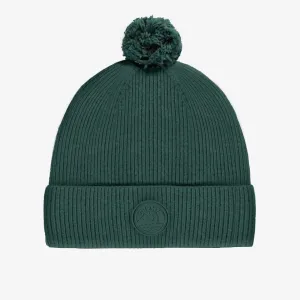 Tuque de maille vert sarcelle avec pompon, enfant || Teal green knitted toque with pompom, child