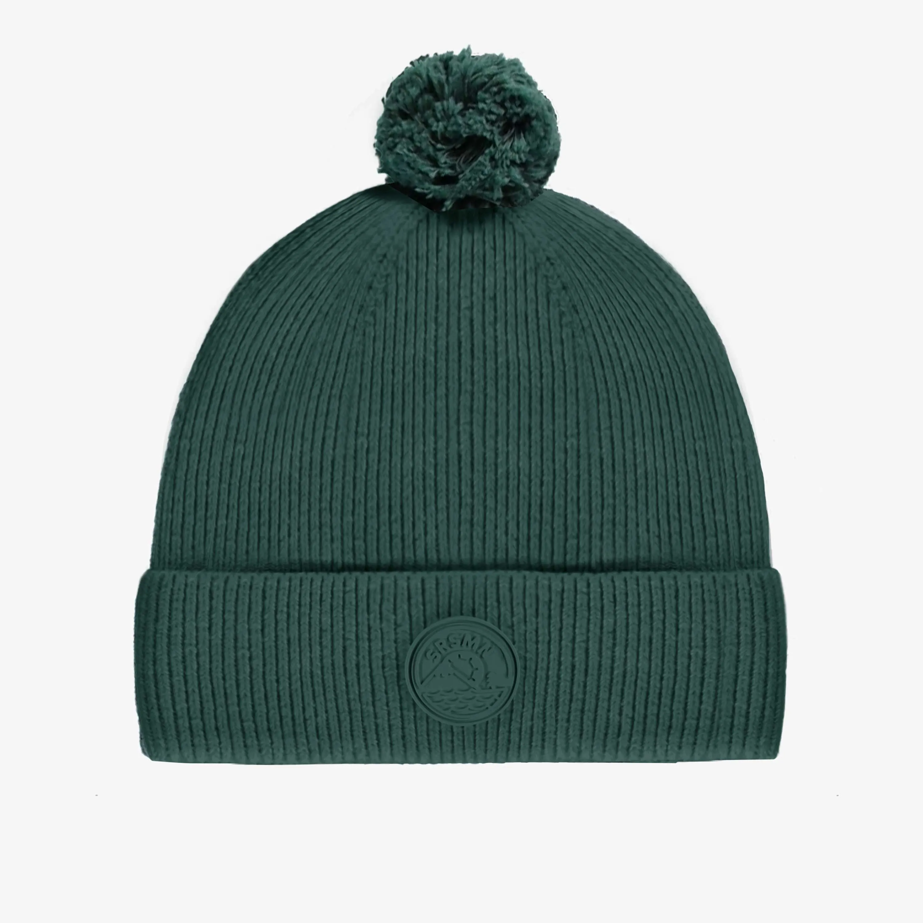 Tuque de maille vert sarcelle avec pompon, enfant || Teal green knitted toque with pompom, child