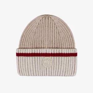 Tuque en tricot beige effet bas de laine, enfant || Beige knit toque with wool socks effect, child