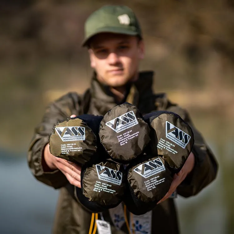 Vass Tackle Vass-Tex ‘Light’ Packaway Jacket and Trouser Set KHAKI