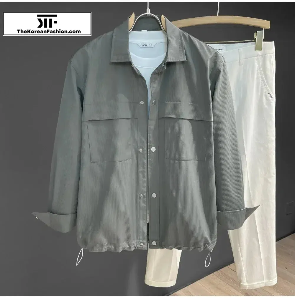 Vertical Textured Pocket Shirt