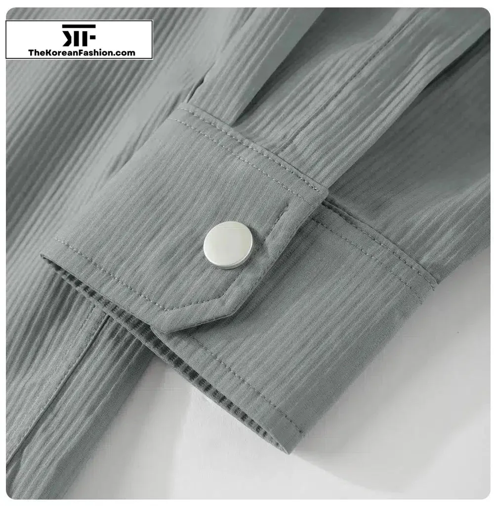 Vertical Textured Pocket Shirt