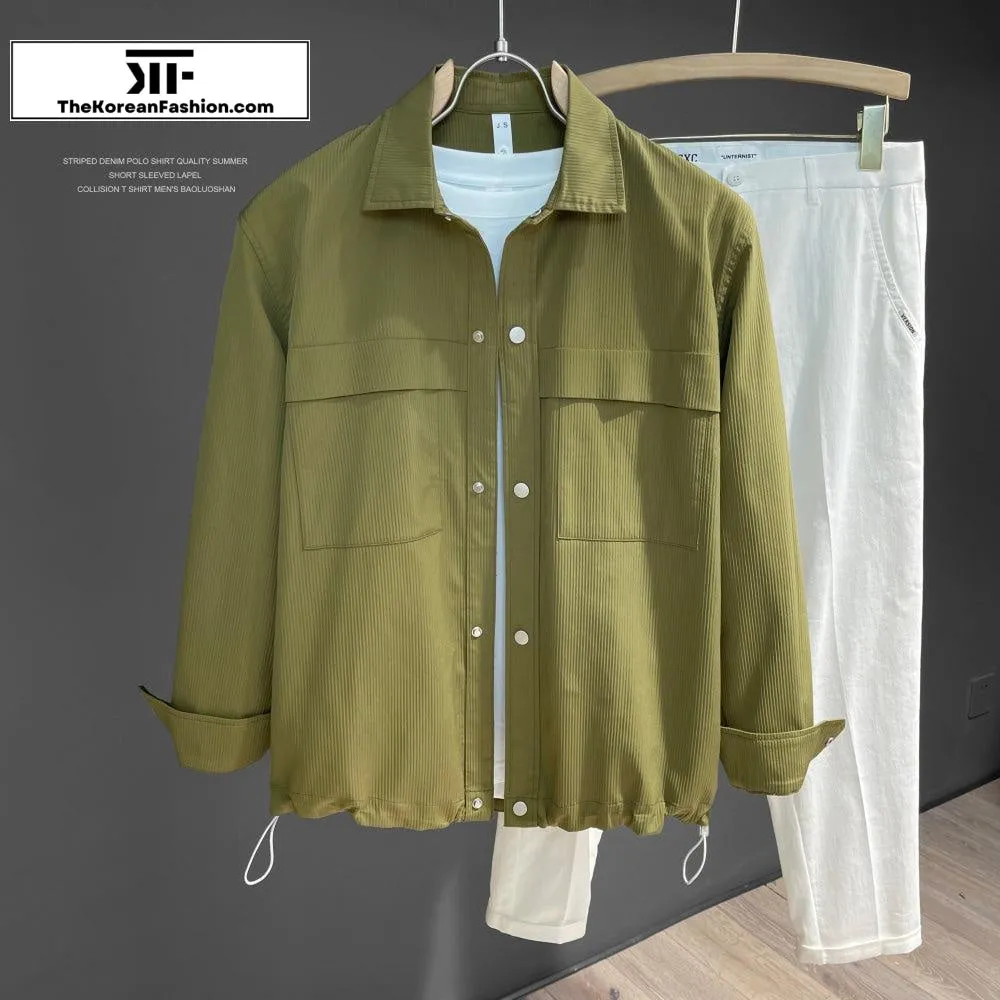 Vertical Textured Pocket Shirt