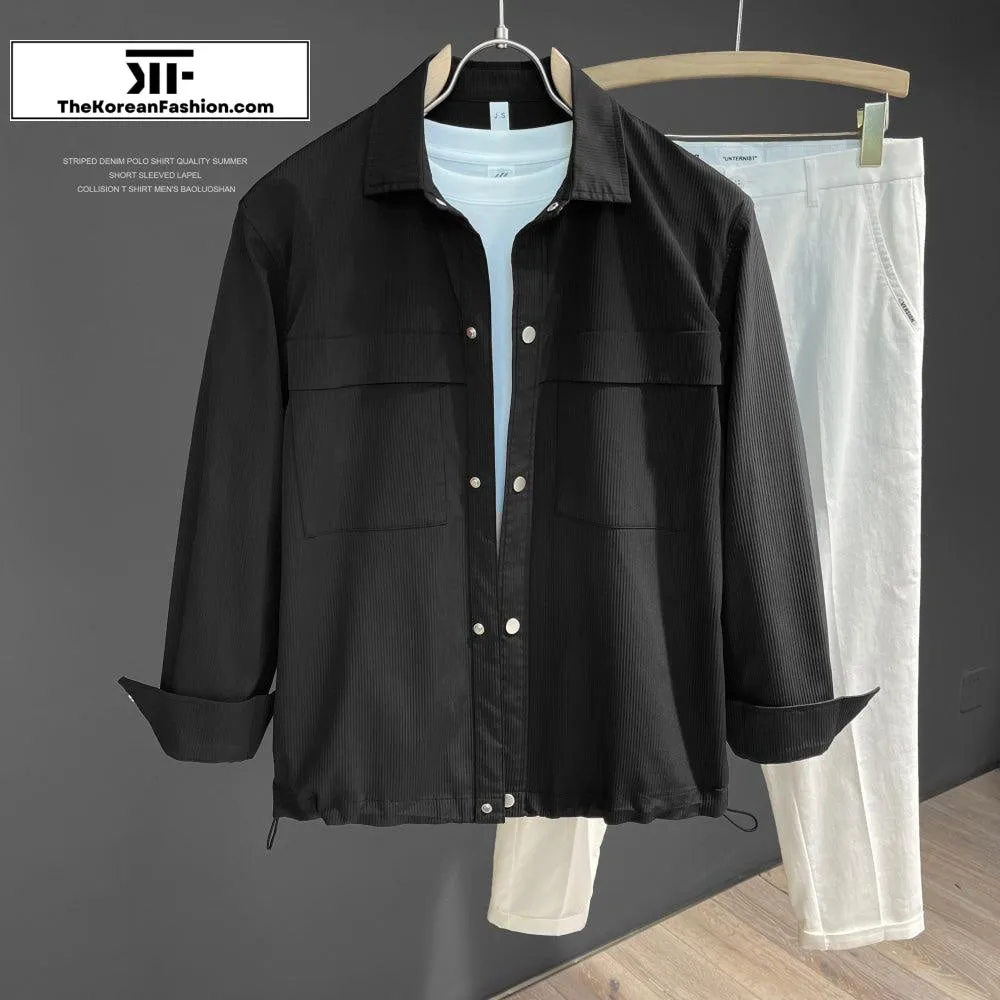 Vertical Textured Pocket Shirt