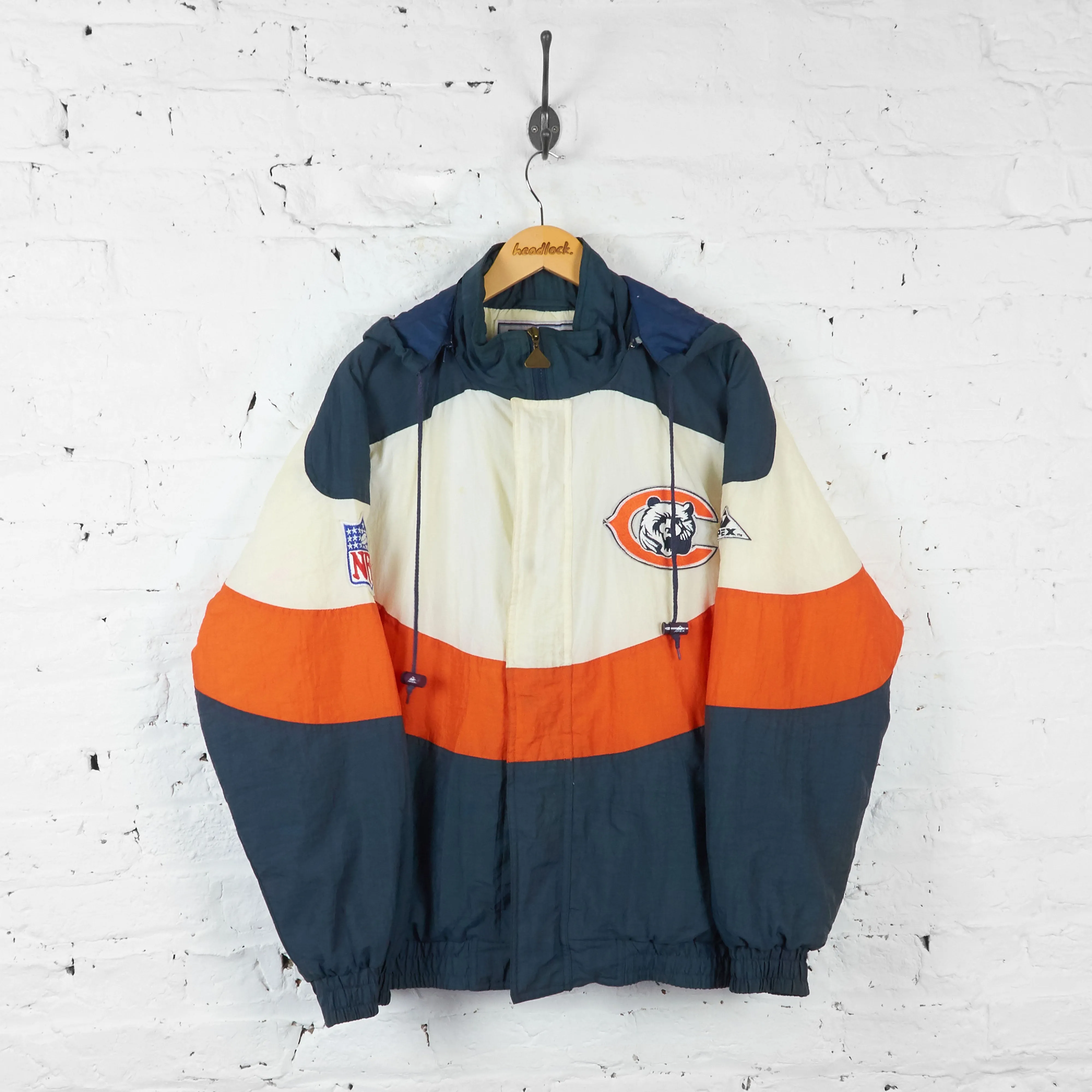 Vintage Chicago Bears NFL Padded Jacket - Cream/Orange - M