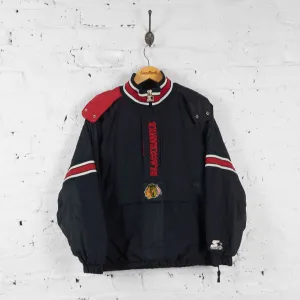 Vintage Chicago Blackhawks NHL 1/4 Zip Up Jacket - Black - L
