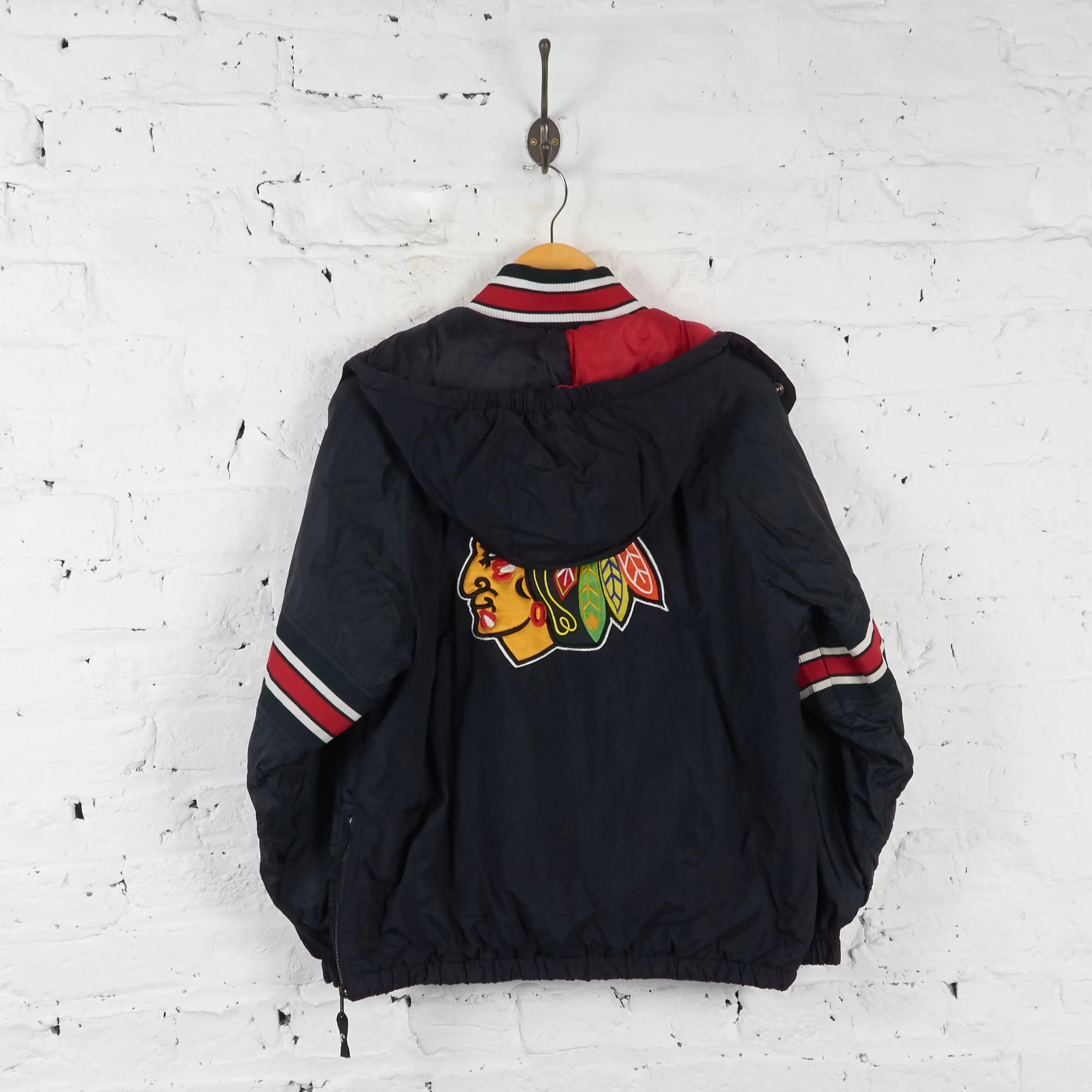 Vintage Chicago Blackhawks NHL 1/4 Zip Up Jacket - Black - L