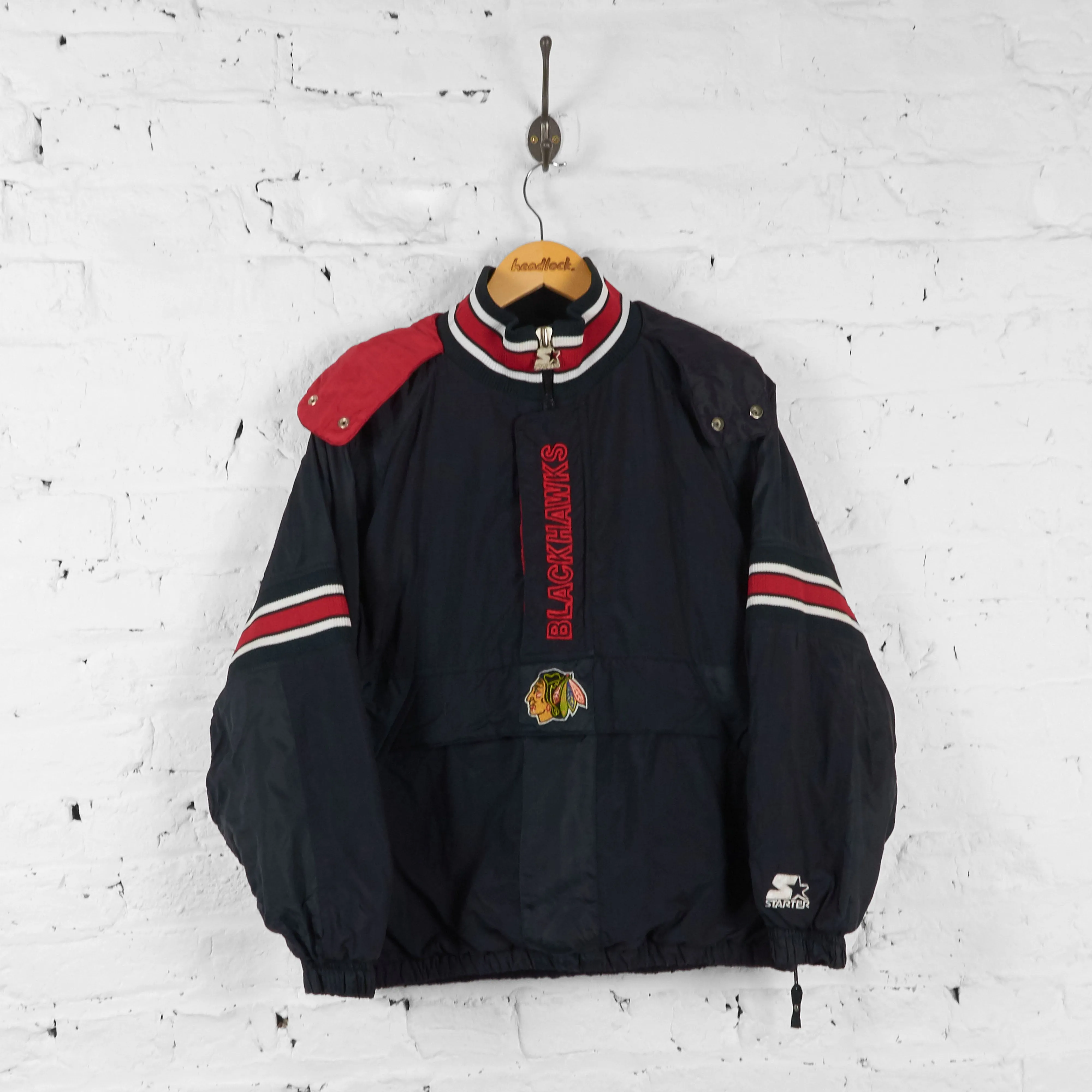 Vintage Chicago Blackhawks NHL 1/4 Zip Up Jacket - Black - L