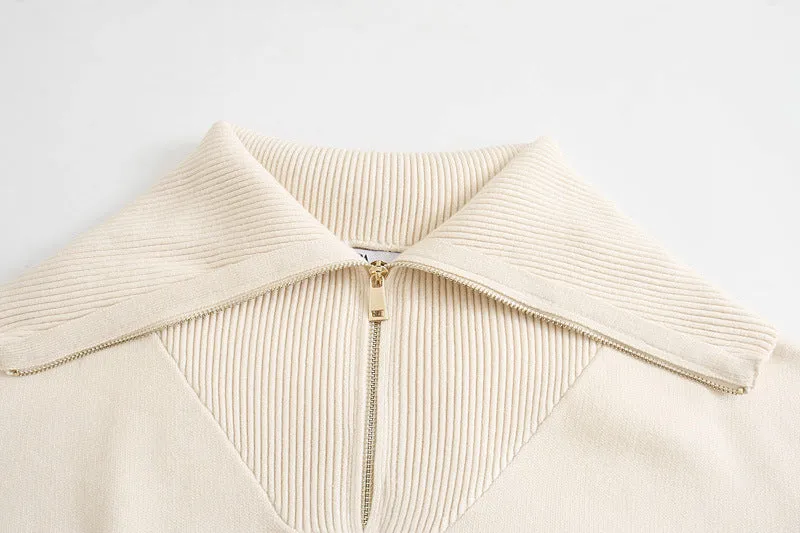 Vintage Knit Pile High Collar Sweaters