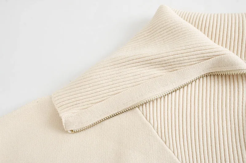 Vintage Knit Pile High Collar Sweaters
