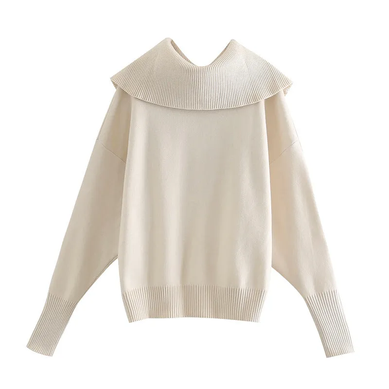Vintage Knit Pile High Collar Sweaters