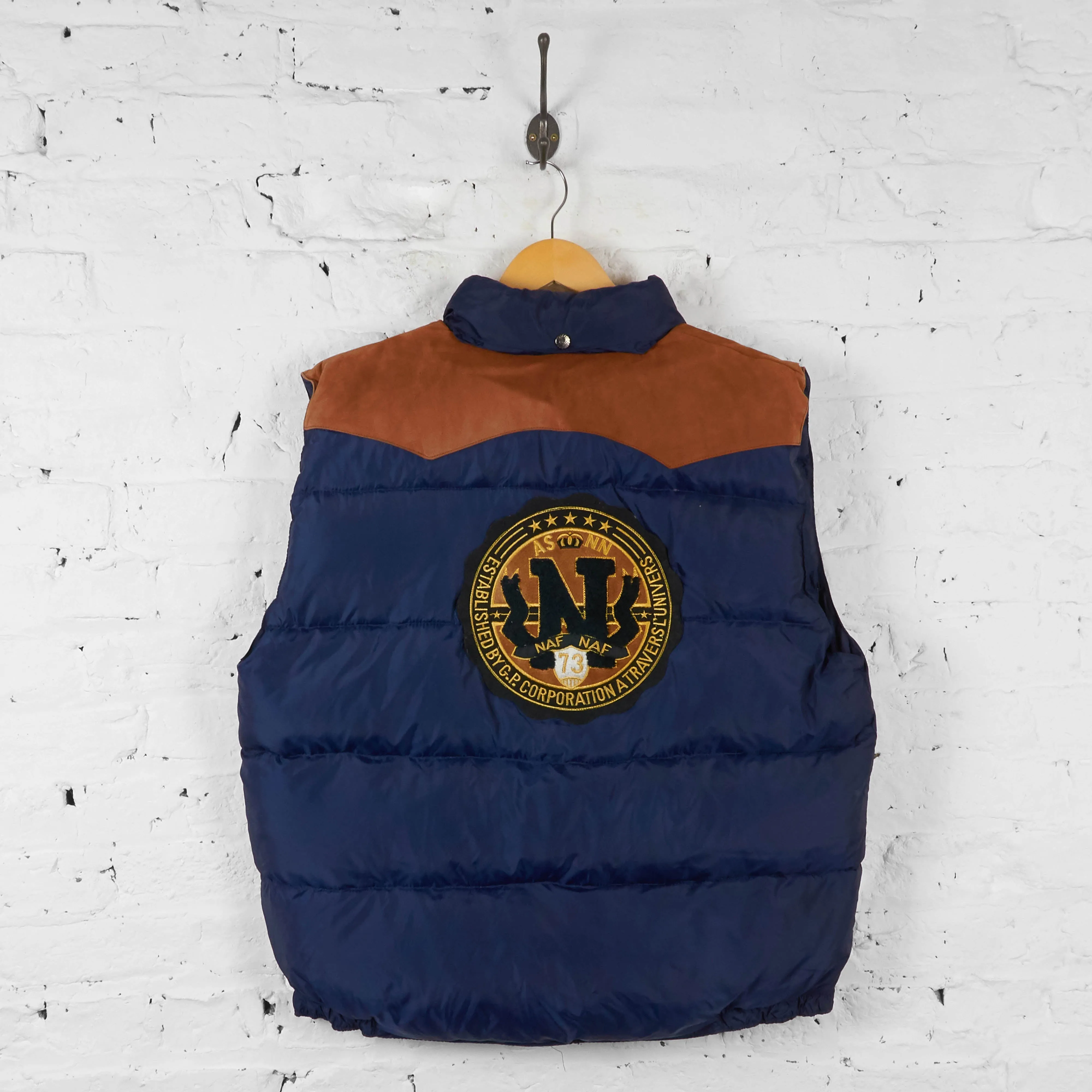 Vintage Naf Naf Gilet - Navy/Brown - XL