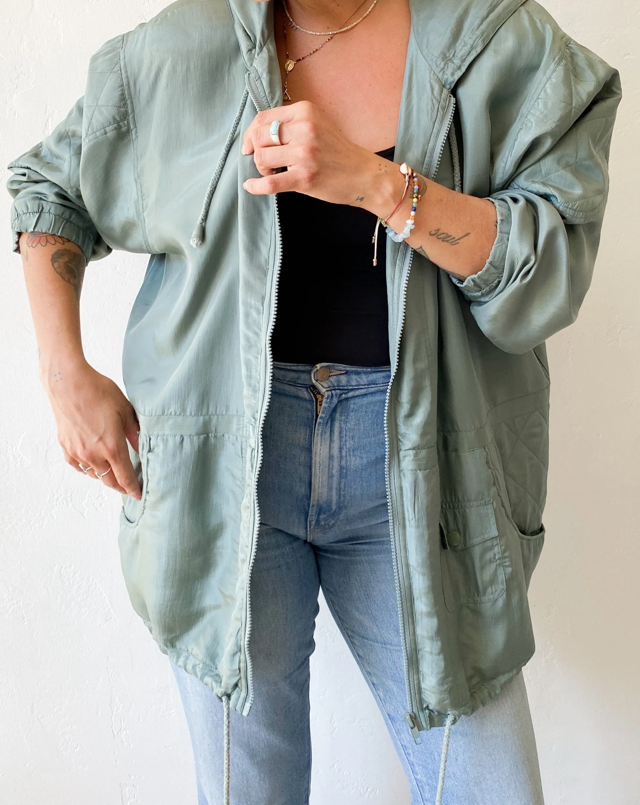 Vintage Sage Silk Jacket