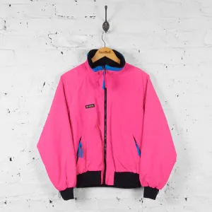 Vintage Women's Columbia Neon Pink Bomber Jacket - Pink/Blue - L
