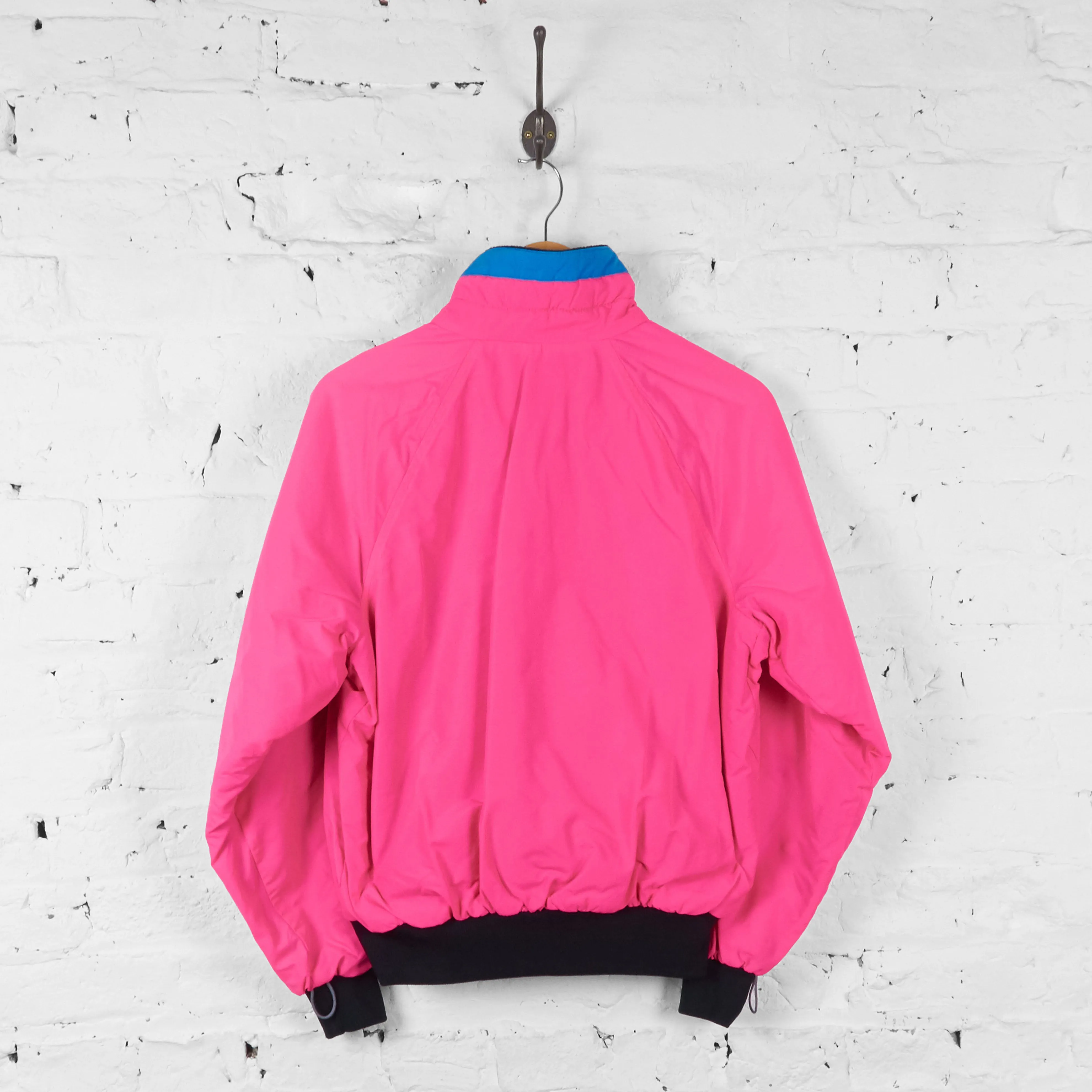 Vintage Women's Columbia Neon Pink Bomber Jacket - Pink/Blue - L