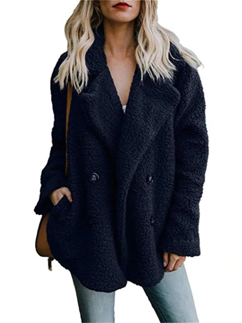 Warm Buttoned Fluffy Coat for Women