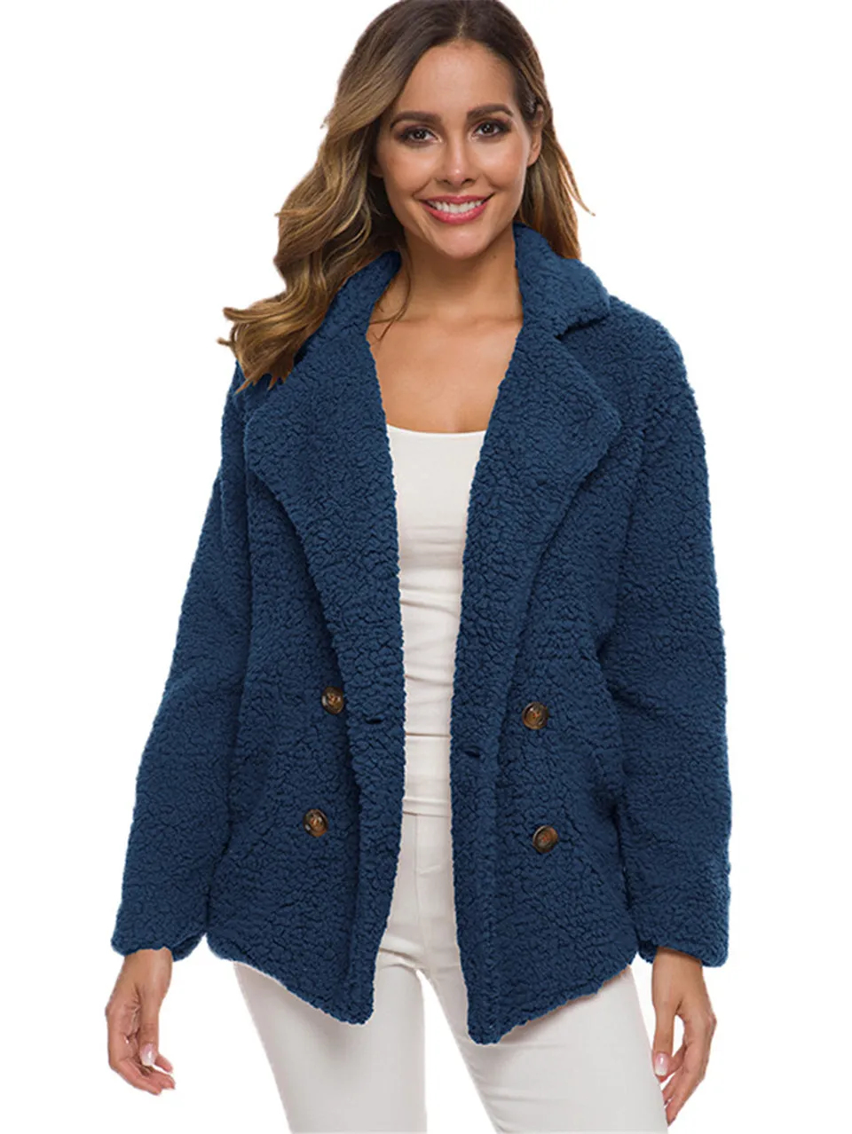 Warm Buttoned Fluffy Coat for Women