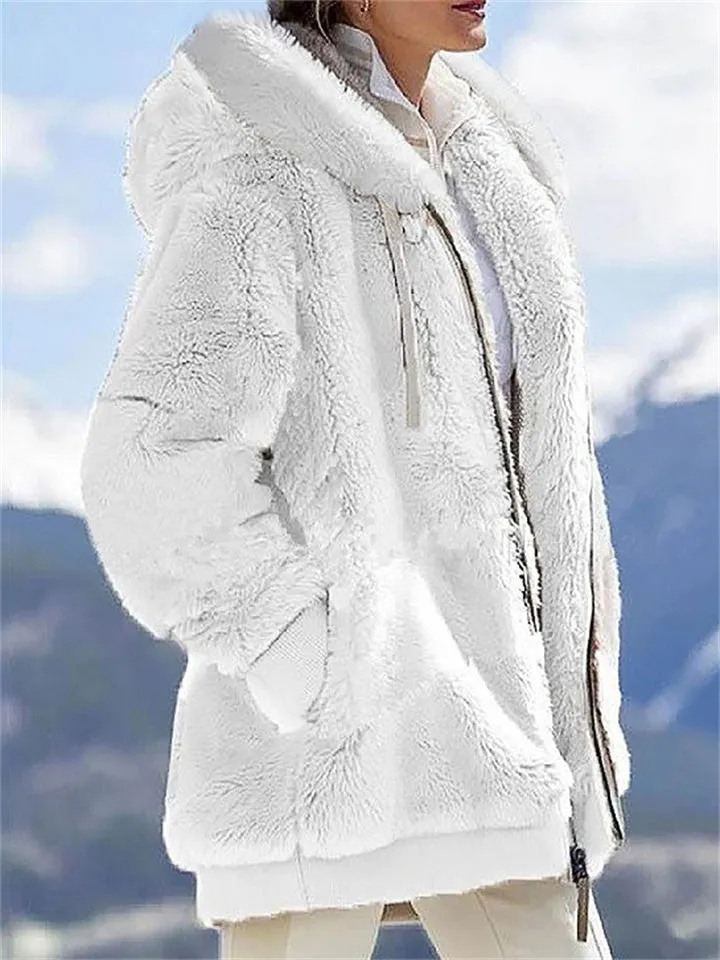 Warm Fluffy Long Sleeve Zipper Hoodies