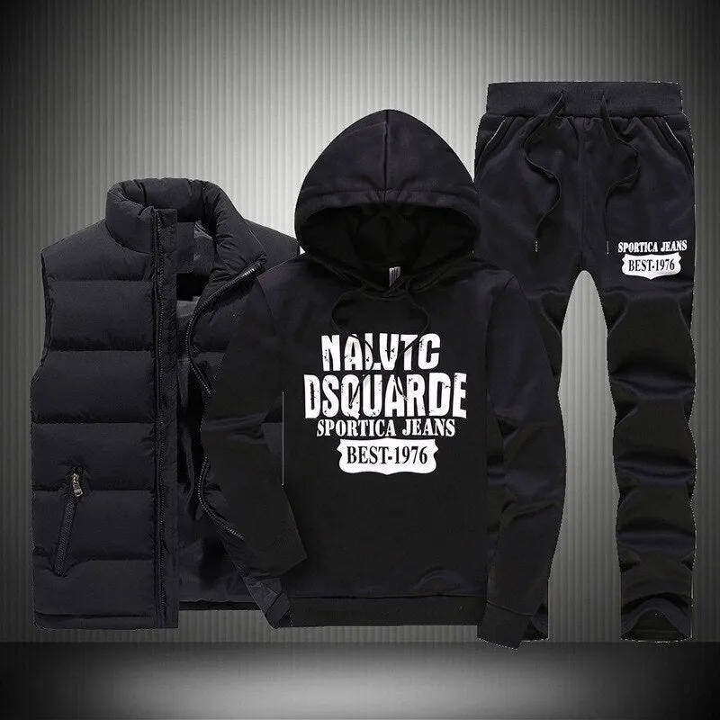 Warm Tracksuit Men's 3 Pieces Hoodies