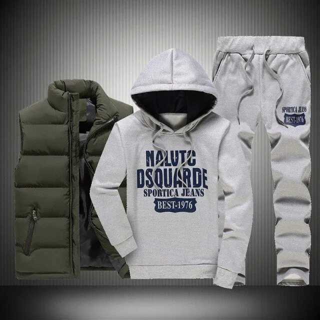 Warm Tracksuit Men's 3 Pieces Hoodies