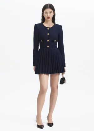 Weave Knit Mini Dress (Navy)