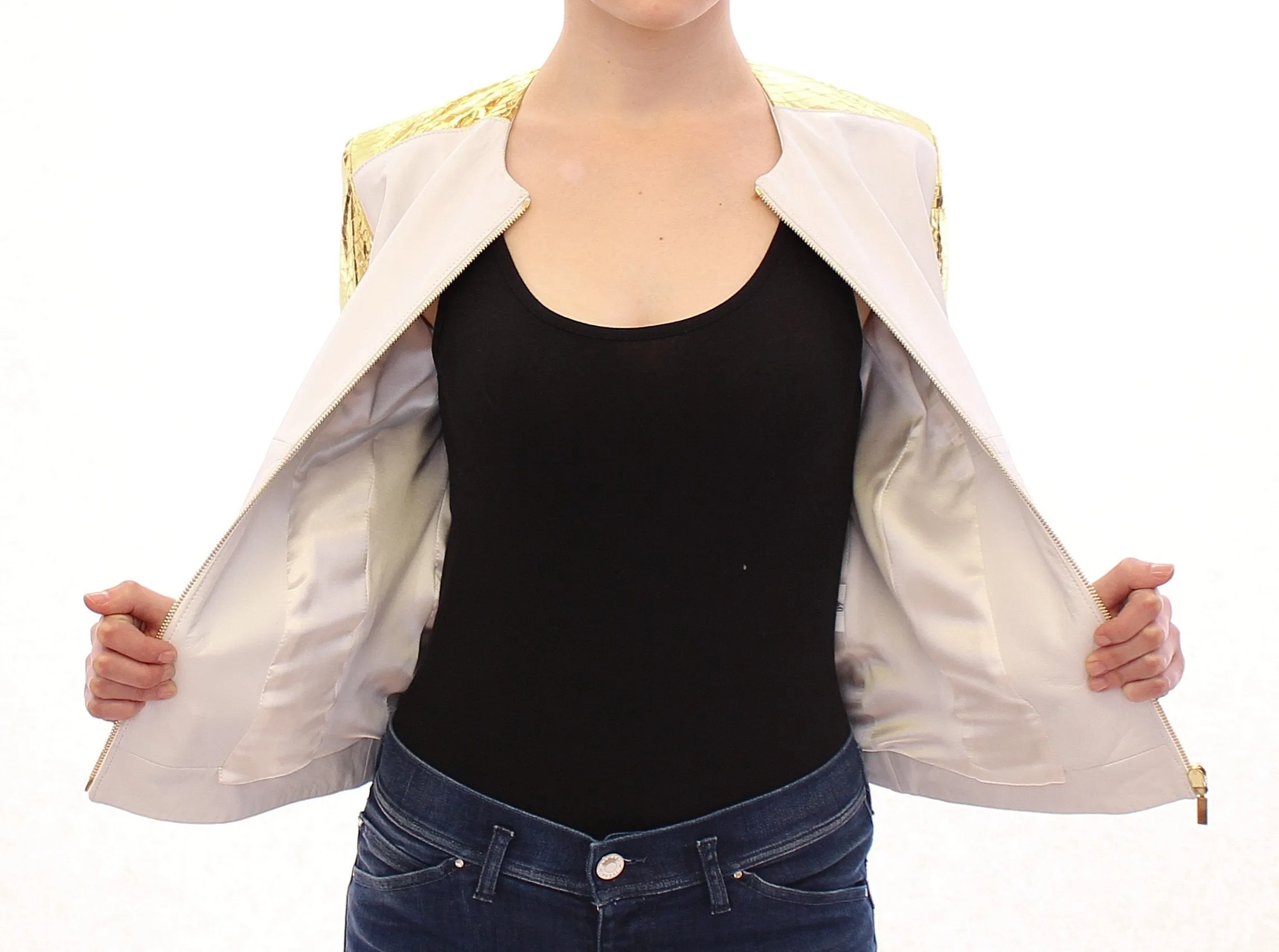 White Gold Purple Leather Jacket