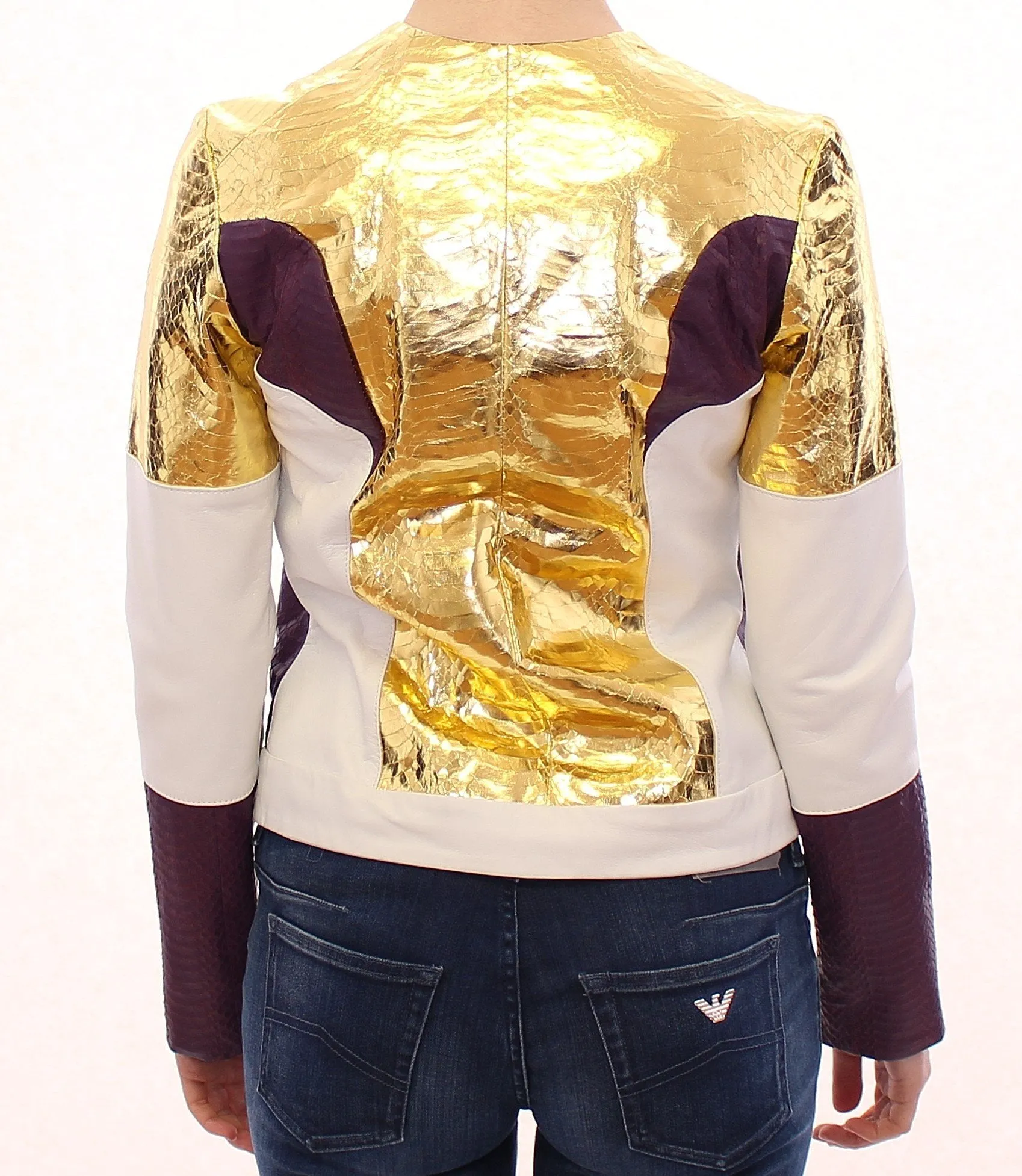 White Gold Purple Leather Jacket