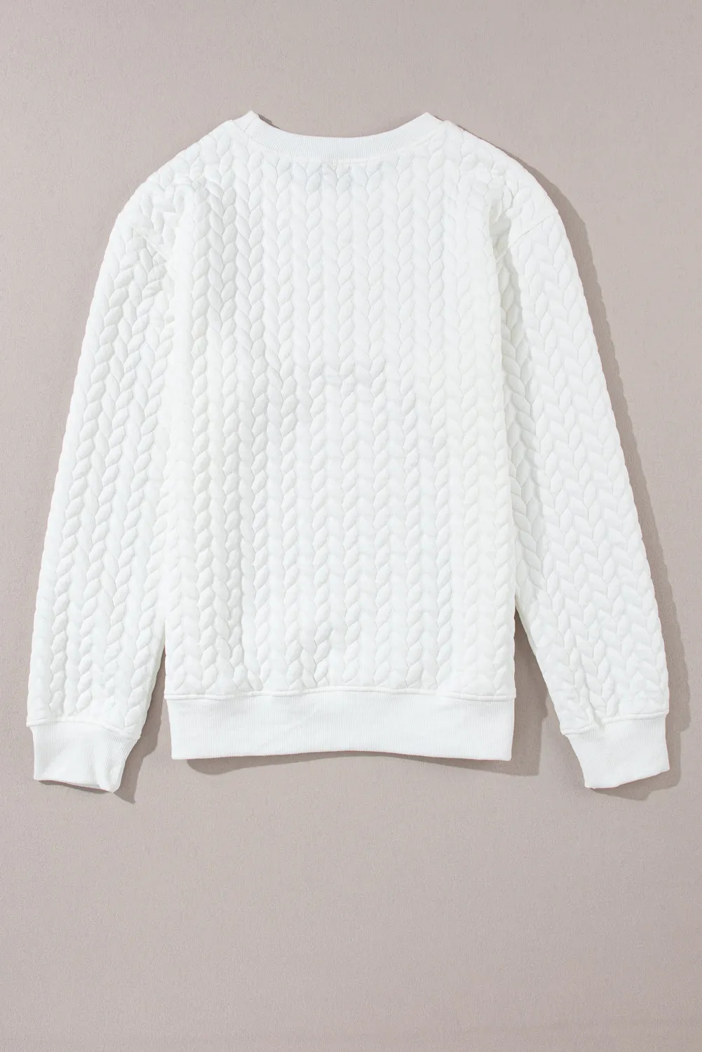 White XOXO Glitter Chenille Cable Knit Pullover Sweater