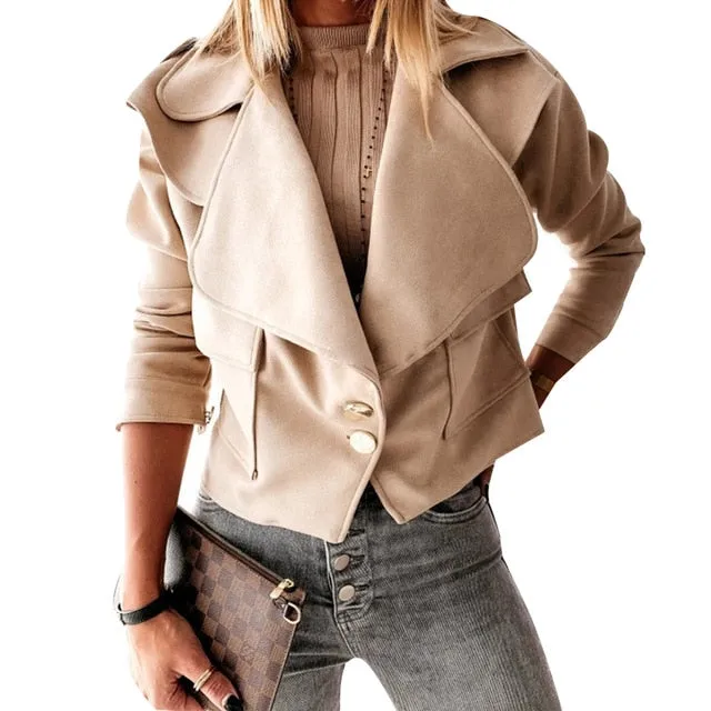 Women Coat And Jacket Single Breasted Long Sleeve Overcoats Spring And Autumn Ladies Outerwear Pocket Female Coat Overcoats D30
