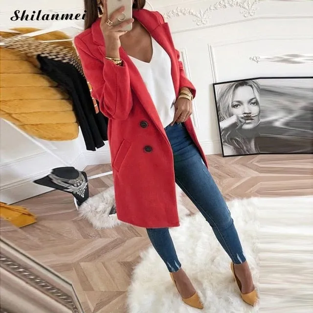 Women Plus Size XXXL Woollen Blends Overcoats 2019 Autumn Winter Long Sleeve Casual Oversize Outwear Jackets Coat