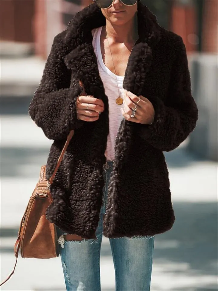 Women Teddy Bear Coats Light Fleece Cozy Vintage Sherpa Coat