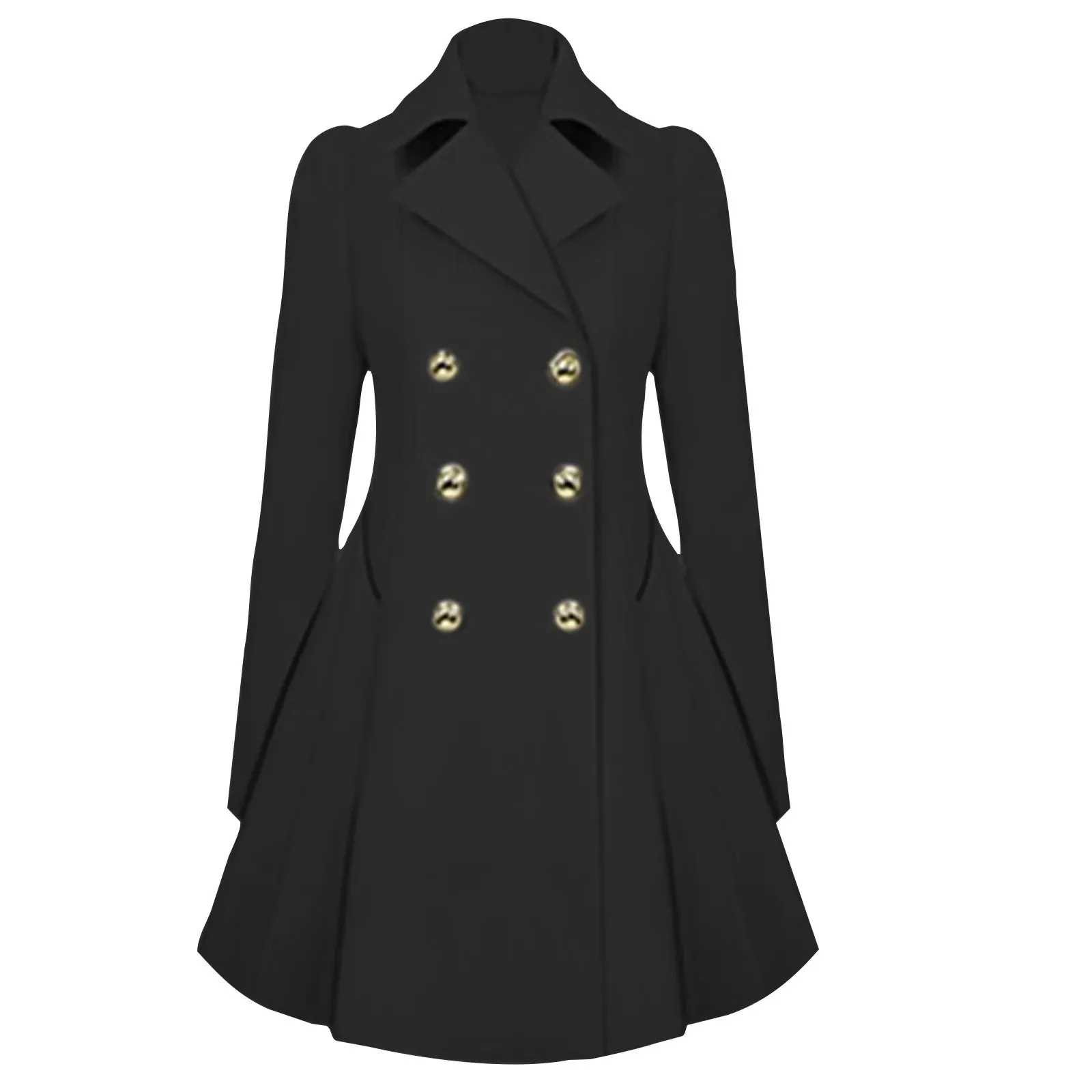 women vintage casual jackets solid color turn down neck long sleeve  overcoats autumn and winter temperament commute jackets