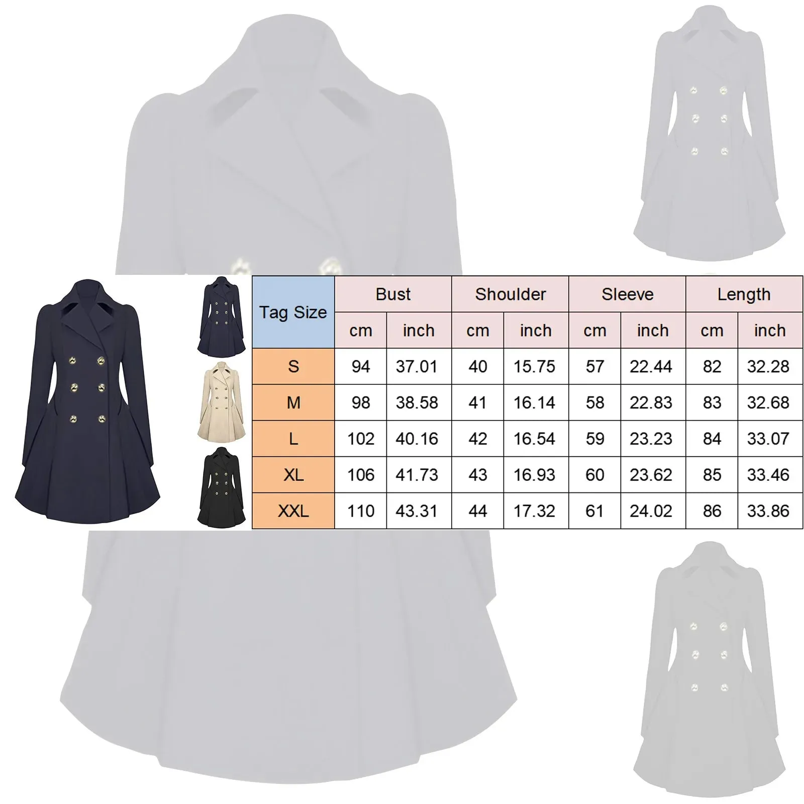 women vintage casual jackets solid color turn down neck long sleeve  overcoats autumn and winter temperament commute jackets