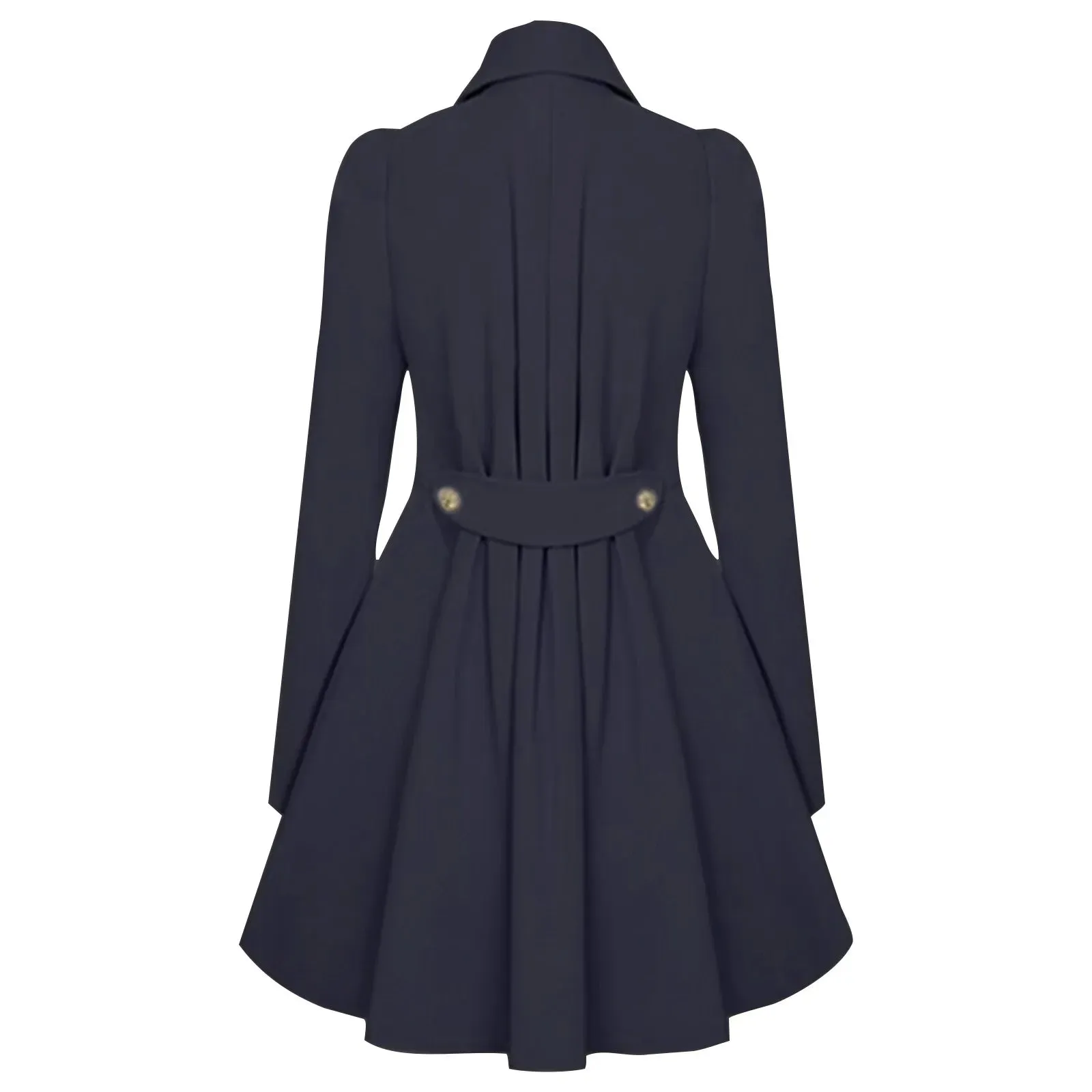 women vintage casual jackets solid color turn down neck long sleeve  overcoats autumn and winter temperament commute jackets
