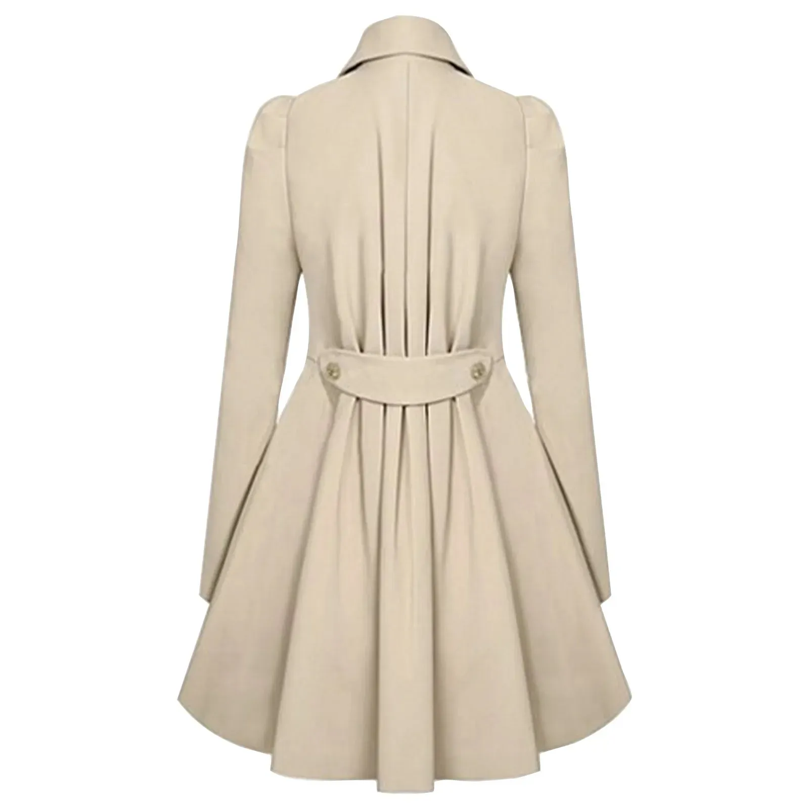 women vintage casual jackets solid color turn down neck long sleeve  overcoats autumn and winter temperament commute jackets