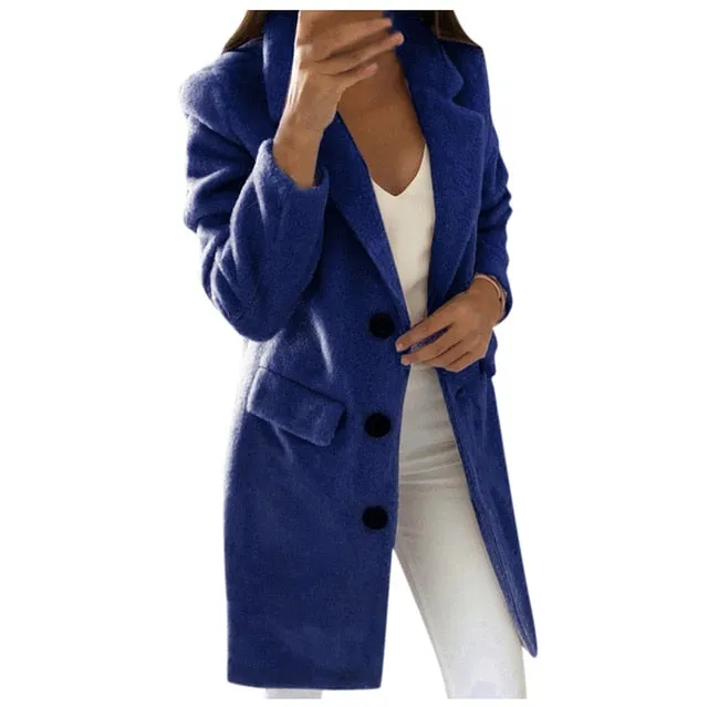 Women Wool Outwear Winter Woollen Coat Long Sleeve Turn-down Collar Blends Jacket Elegant Lady Overcoats Plus Size 5xl @f40