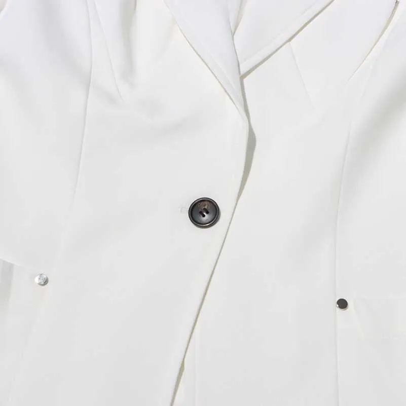 Women's Blazer Pocket Embellished V Neck One Button Jacket