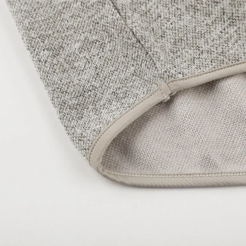 Women's Brown Heathered Print Button Snap Neck Pullover Hoodie