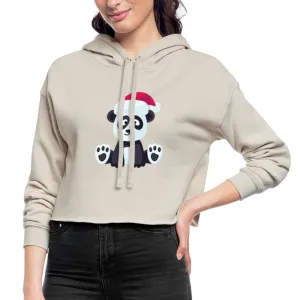Women's Cropped Hoodie, Christmas  Panda