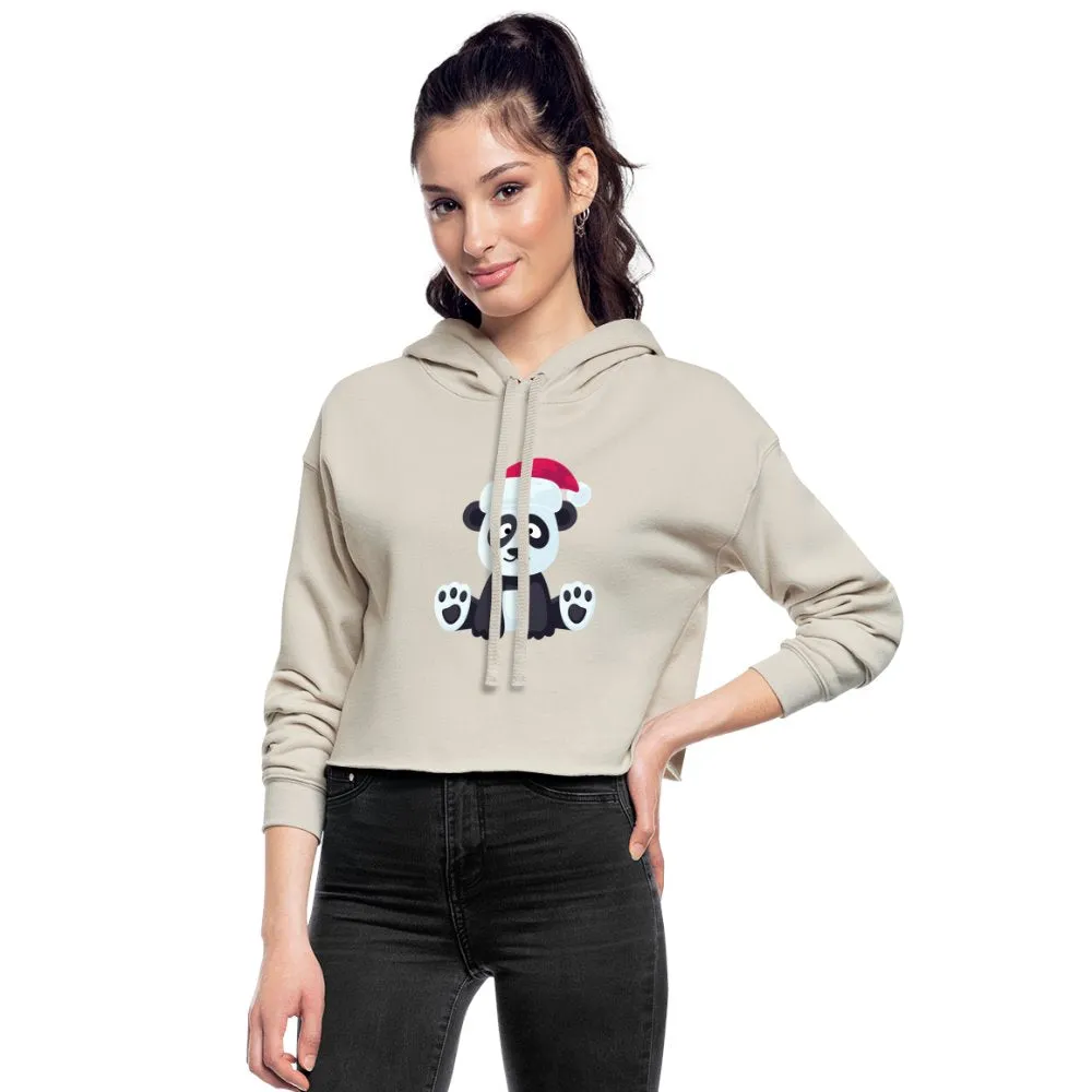 Women's Cropped Hoodie, Christmas  Panda