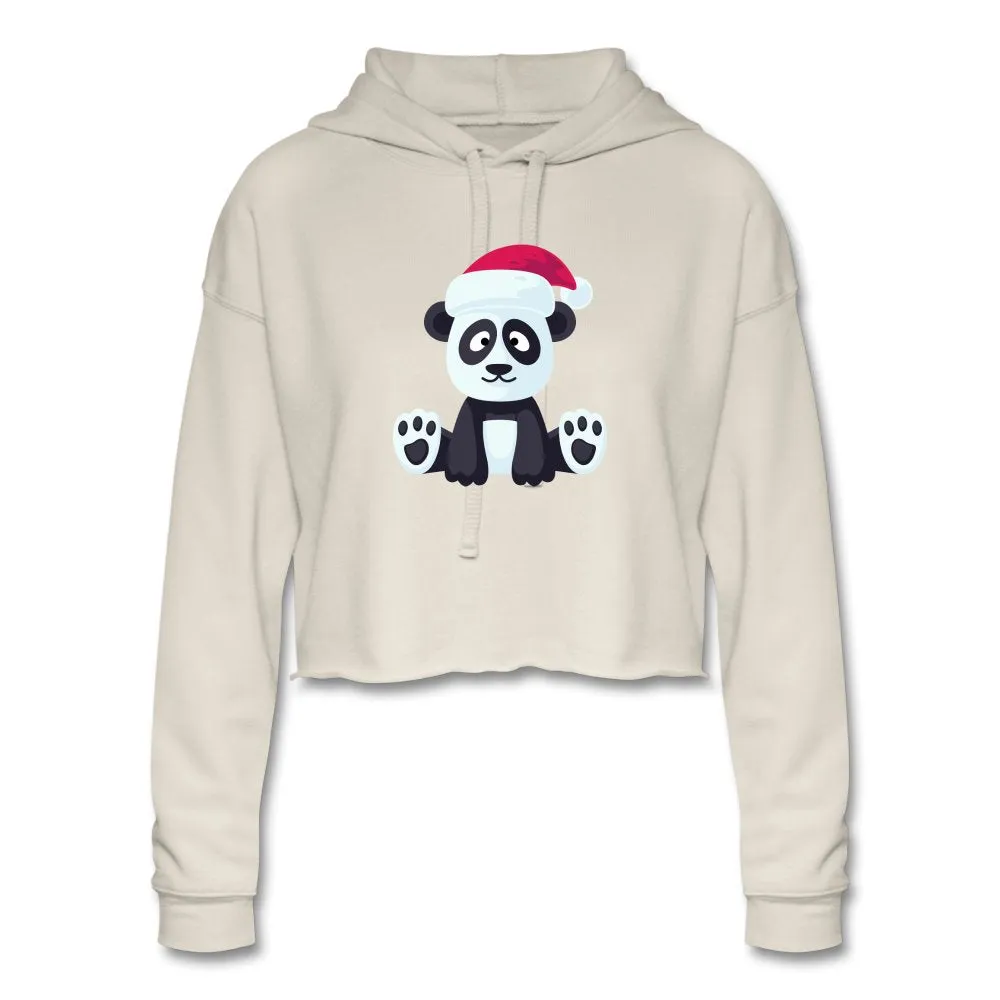 Women's Cropped Hoodie, Christmas  Panda