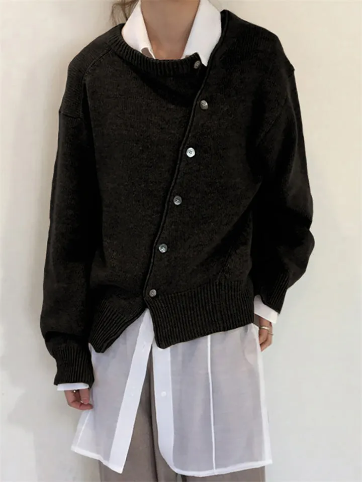 Women's Fashion Irregular Crew Neck Cashmere Knitted Sweaters