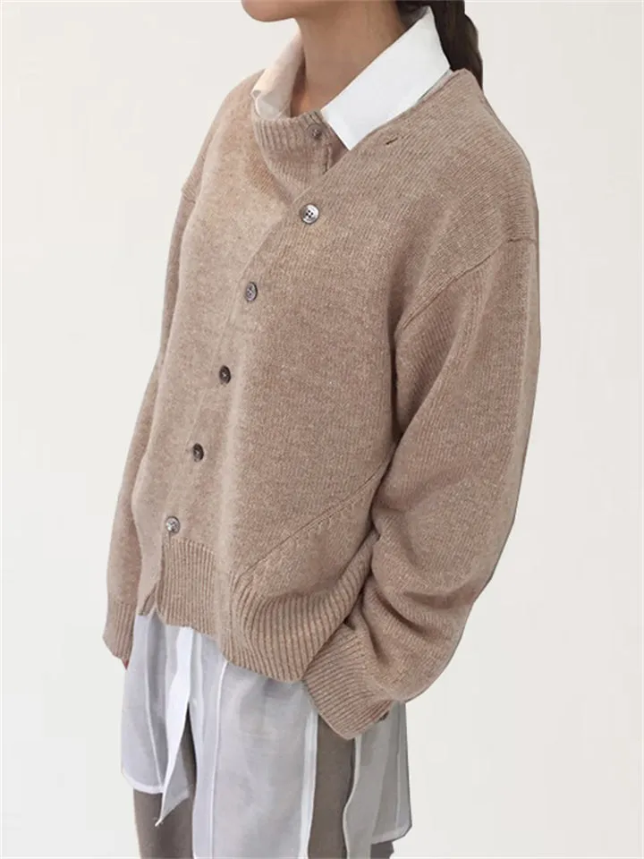 Women's Fashion Irregular Crew Neck Cashmere Knitted Sweaters