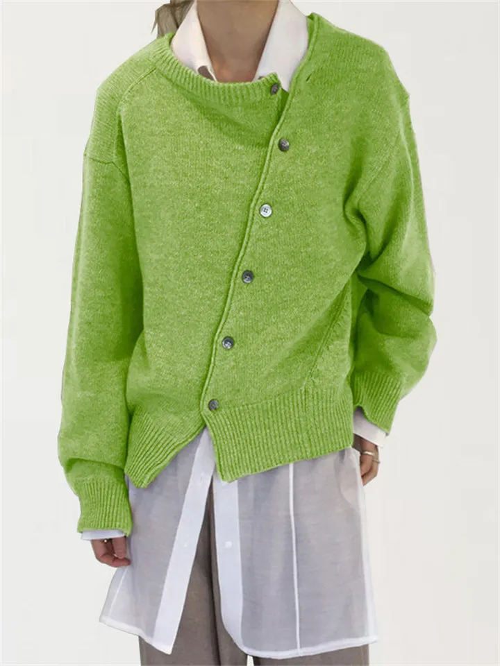 Women's Fashion Irregular Crew Neck Cashmere Knitted Sweaters
