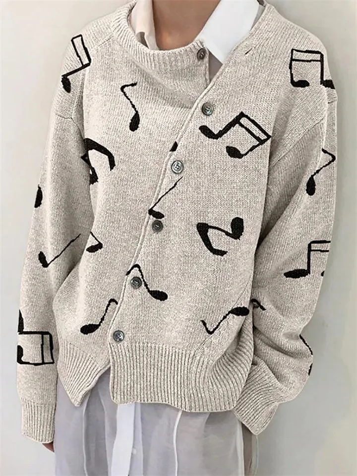 Women's Fashion Irregular Crew Neck Cashmere Knitted Sweaters