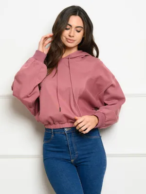 WOMEN'S LONG SLEEVE FRENCH TERRY HOODIE PULLOVER SWEATER